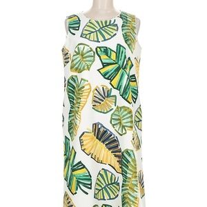 Lafayette 148 New York Green and Yellow Leaf Print Dress